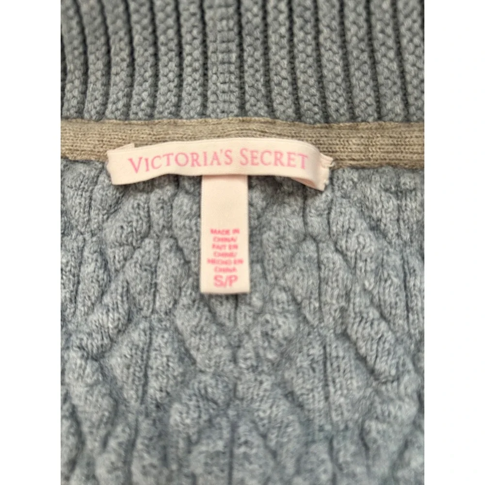 Victoria's Secret Light Gray Cable Knit Shawl Collar Cardigan Sweater Size Small